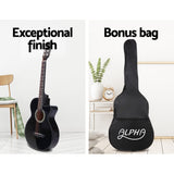 ALPHA 38 Inch Wooden Acoustic Guitar Black