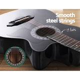 ALPHA 38 Inch Wooden Acoustic Guitar with Accessories set Black