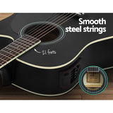 Alpha 41 Inch Electric Acoustic Guitar Wooden Classical Full Size EQ Bass Black"