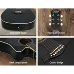 Alpha 41 Inch Electric Acoustic Guitar Wooden Classical Full Size EQ Bass Black"